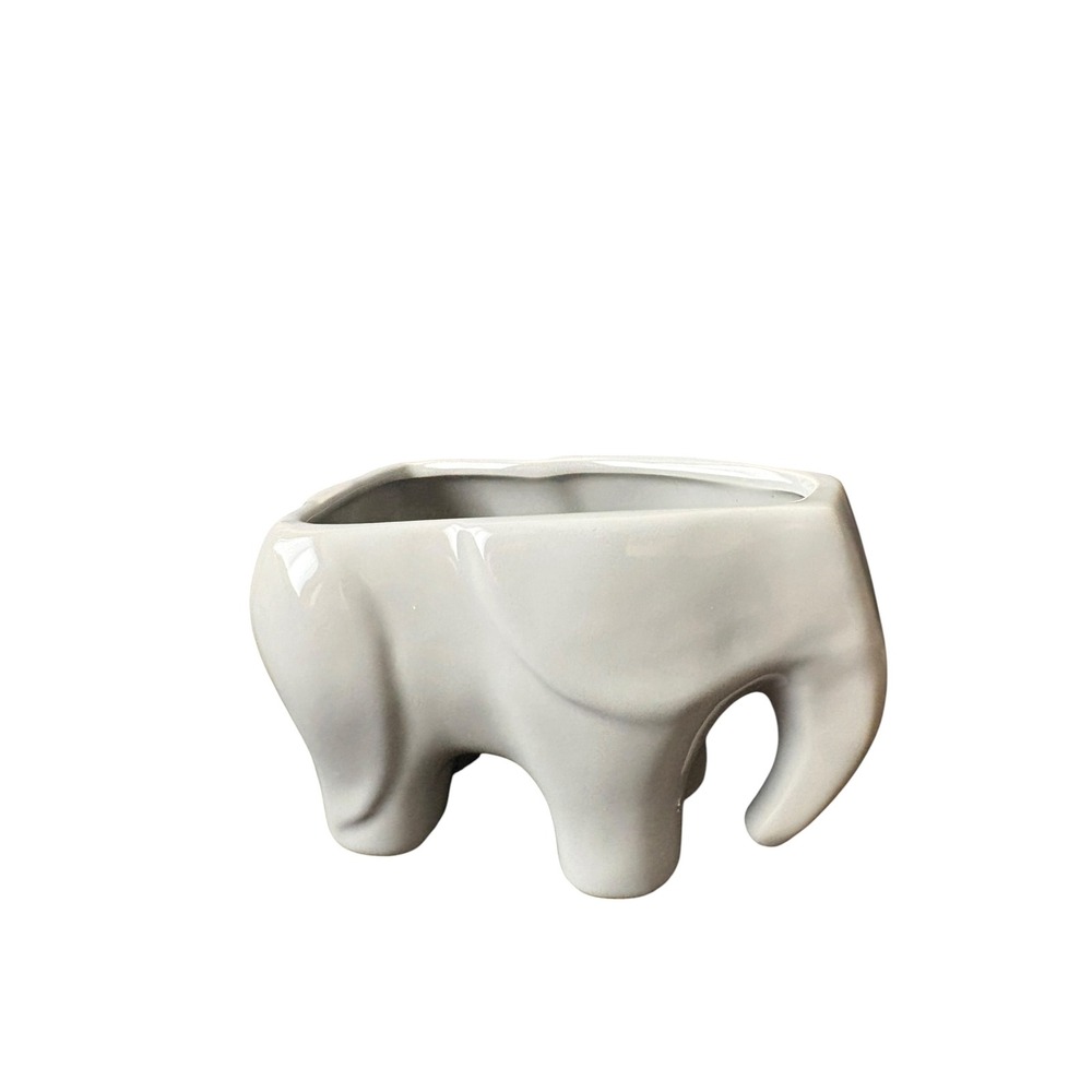 Ceramic Elephant Succulent Planter Gray Modern Pot 5" Small Planter Decor - Picture 2 of 5